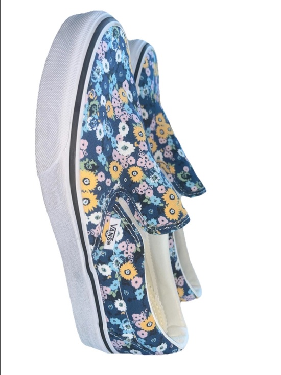 Vans Floral Slip On Sneakers Blue Daisy Canvas Women’s 8 - Picture 6 of 10